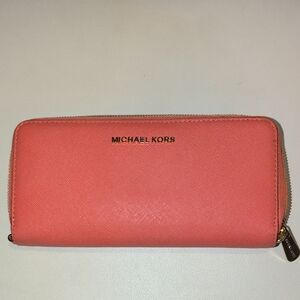Michael Kors Pink / Peachy Zip-Around Wallet